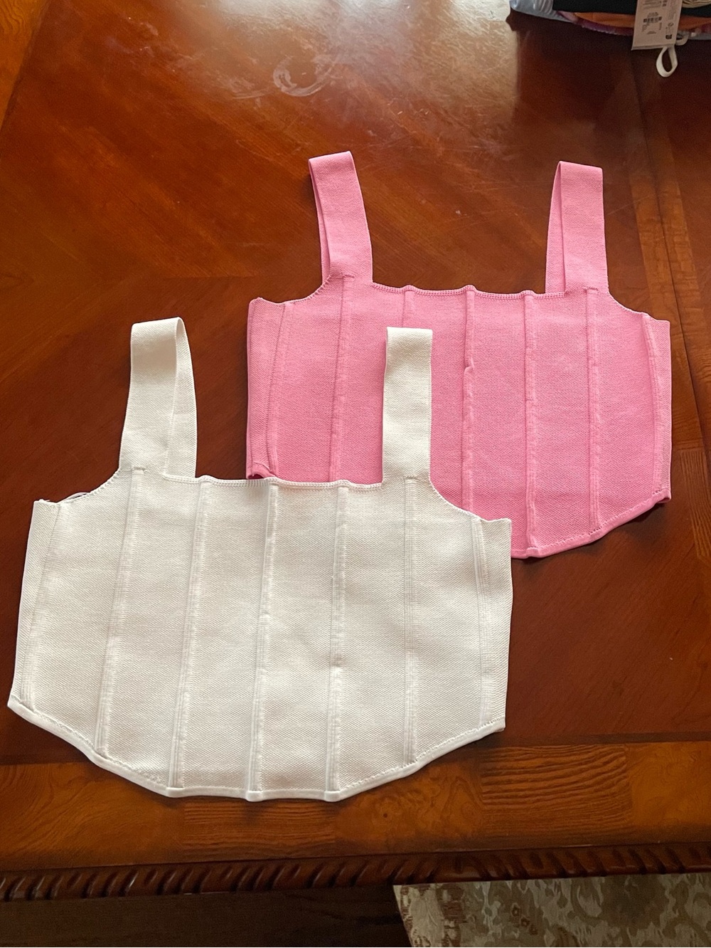 Pink and White Corset Crop Tops - Pack of 2